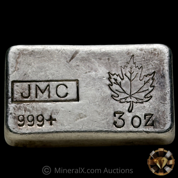 3oz JMC Johnson Matthey Maple Leaf Vintage Silver Bar