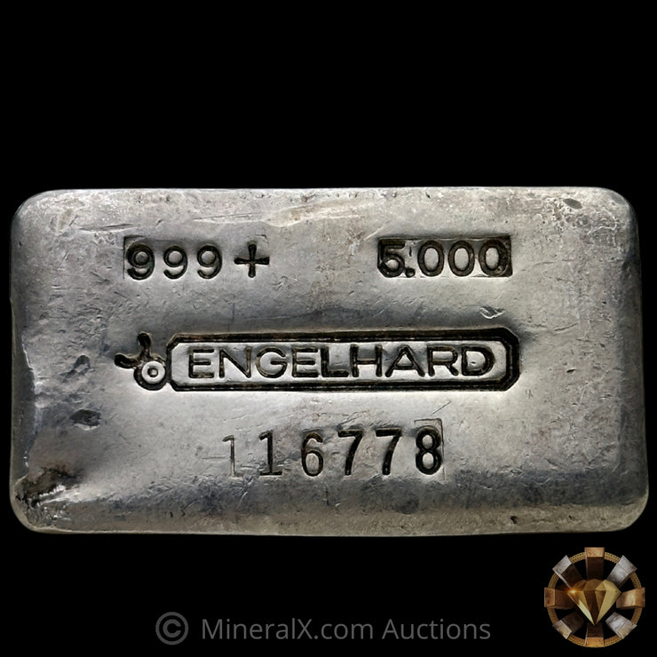 5oz Engelhard 6 Digit Bull Logo Vintage Silver Bar