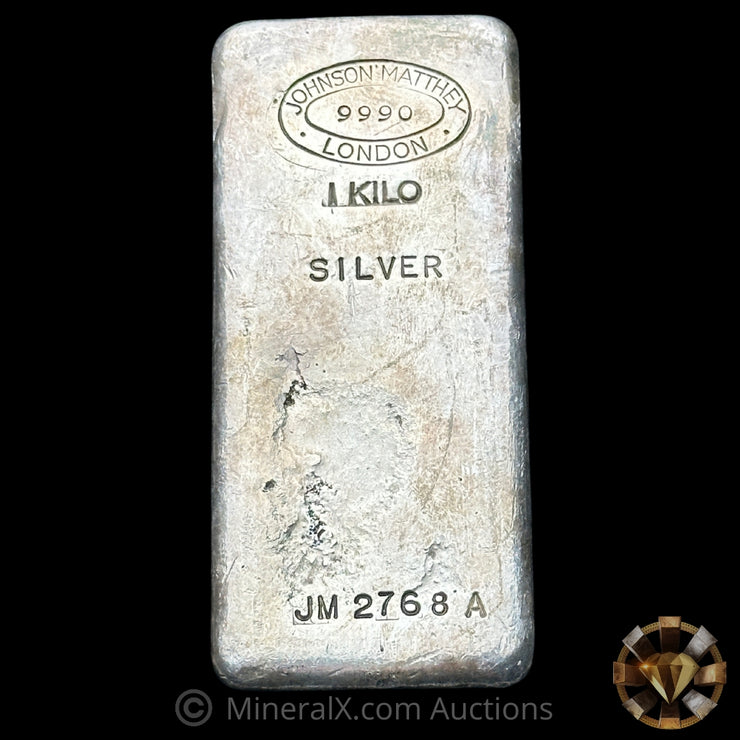 Kilo Johnson Matthey London Small JM Prefix / A Suffix Variety Vintage Silver Bar