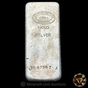 Kilo Johnson Matthey London Large JM Prefix / A Suffix Variety Vintage Silver Bar