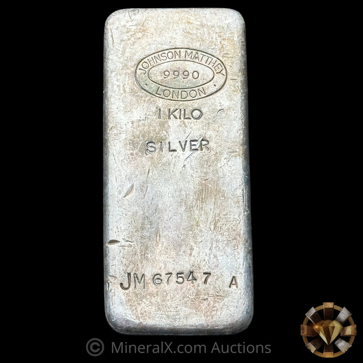 Kilo Johnson Matthey London Large JM Prefix / A Suffix Variety Vintage Silver Bar