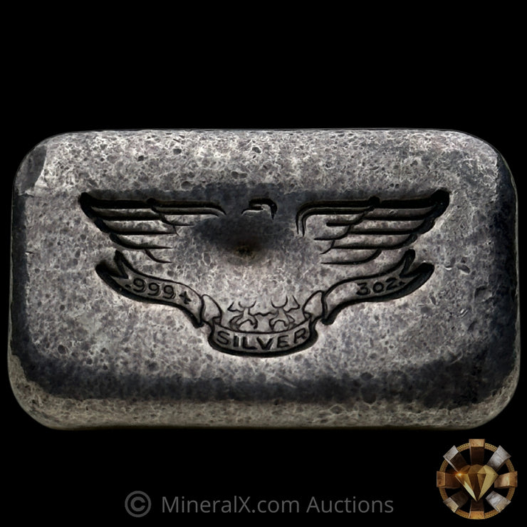 3oz W H Foster Vintage Silver Bar With Deak Triangle Counterstamp