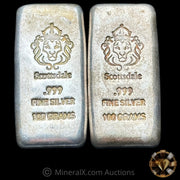 x2 100g Scottsdale Silver Bar Lot