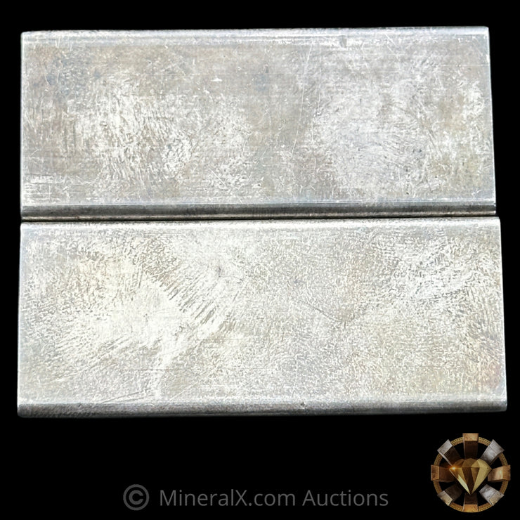 x2 10oz Engelhard E Logo Industrial Extruded Vintage Silver Bar Lot With Low Sequential Serials