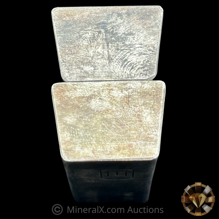 x2 10oz Engelhard E Logo Industrial Extruded Vintage Silver Bar Lot With Low Sequential Serials