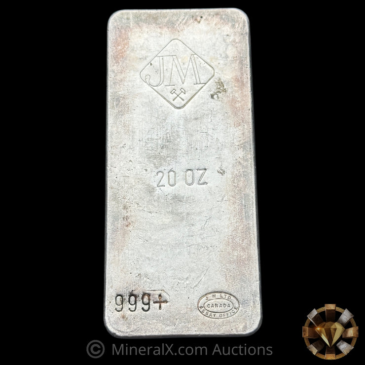 20oz JM Johnson Matthey Reverse Stamp Vintage Silver Bar