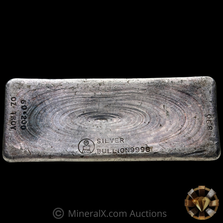 50.2oz Harrington Metallurgy Ltd Australia Vintage Silver Bar With Unique Reverse Logo Impression