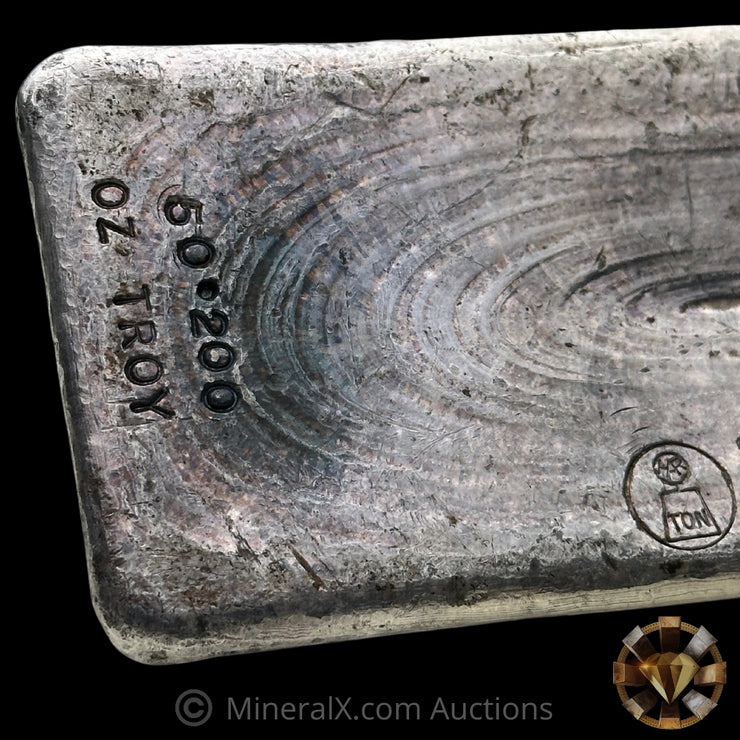 50.2oz Harrington Metallurgy Ltd Australia Vintage Silver Bar With Unique Reverse Logo Impression