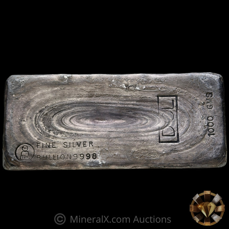 1000g (Kilo) Harrington Metallurgy Ltd Australia Vintage Silver Bar with DCL Counterstamp
