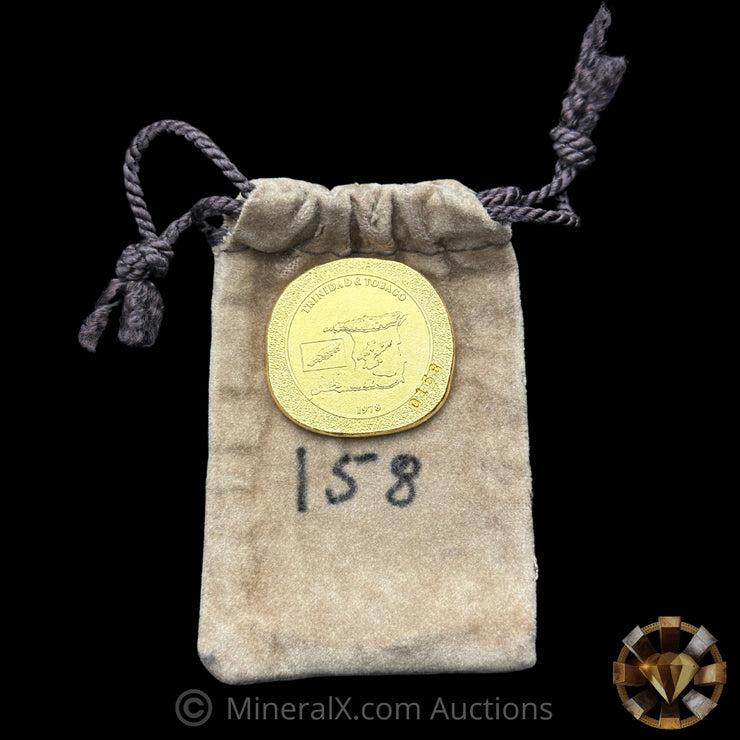 1oz 1978 Johnson Matthey Mint Canada JM Trinidad & Tobago Securities & Mining Ltd Hummingbird Vintage Gold Bar / Round With Bag