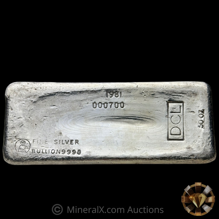 50oz 1981 Harrington Metallurgy Ltd Australia Vintage Silver Bar with DCL Counterstamp & Unique Reverse Logo Impression
