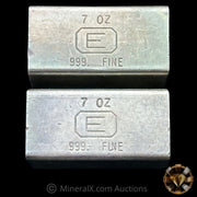 x2 7oz Engelhard E Logo Industrial Extruded Vintage Silver Bar Lot With Sequential Low Serials