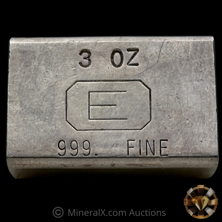 3oz Engelhard E Logo Industrial Extruded Vintage Silver Bar