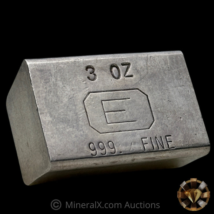 3oz Engelhard E Logo Industrial Extruded Vintage Silver Bar