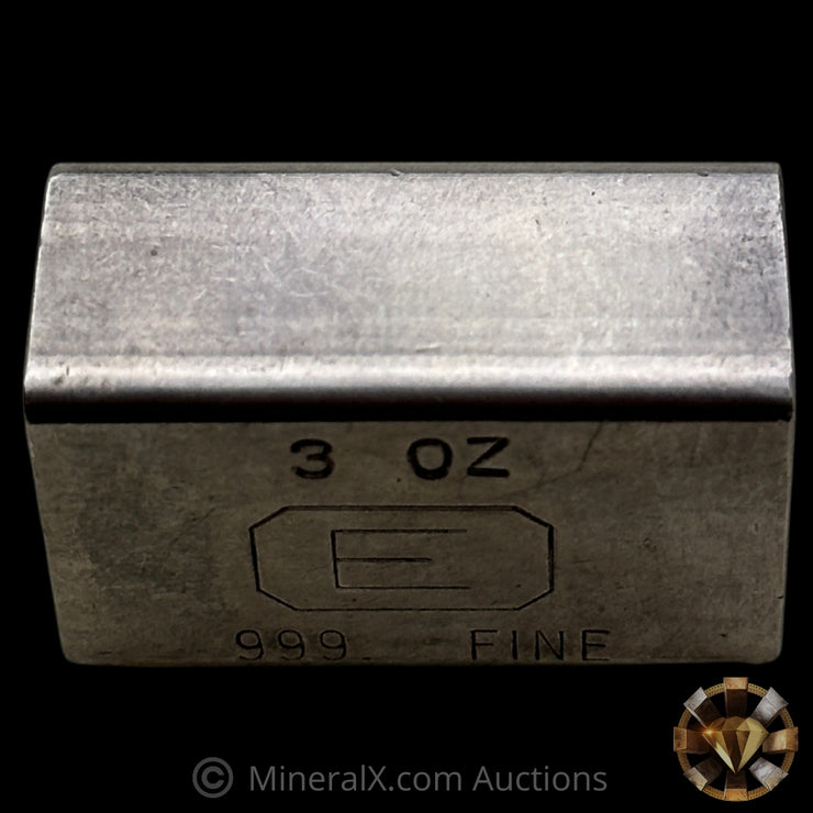 3oz Engelhard E Logo Industrial Extruded Vintage Silver Bar
