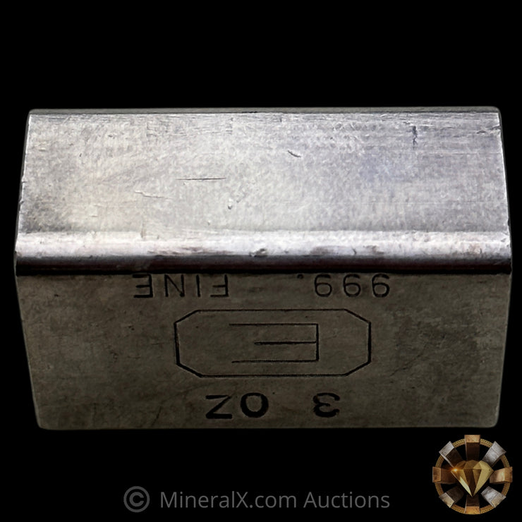 3oz Engelhard E Logo Industrial Extruded Vintage Silver Bar
