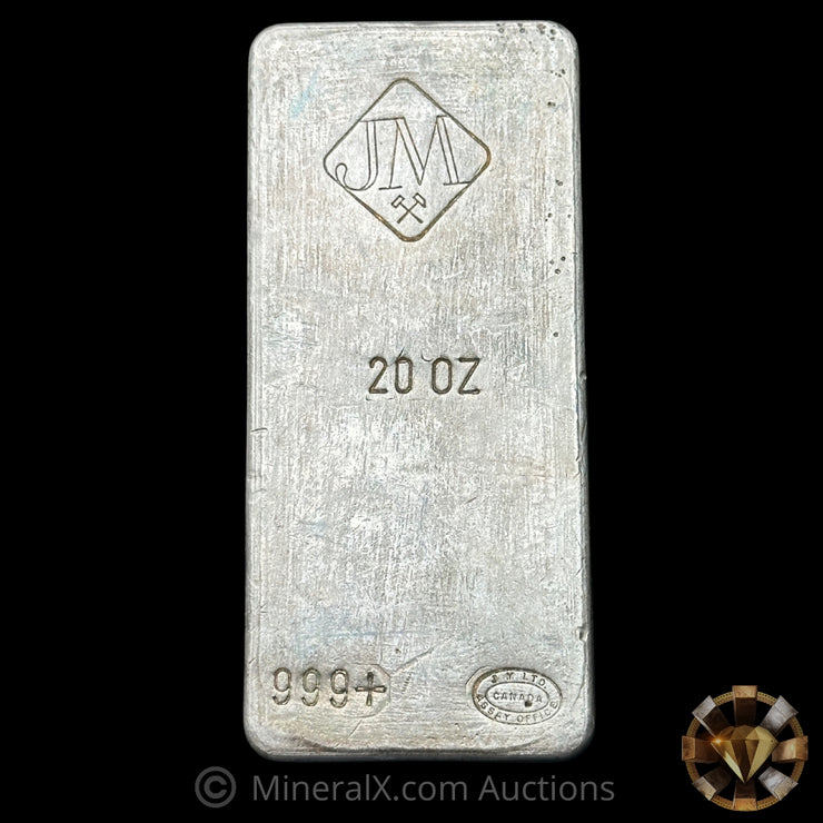 20oz JM Johnson Matthey Reverse Stamp Vintage Silver Bar