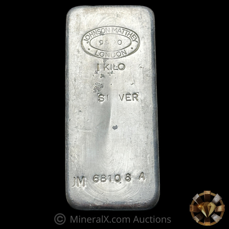 Kilo Johnson Matthey London Large JM Prefix / A Suffix Variety Vintage Silver Bar