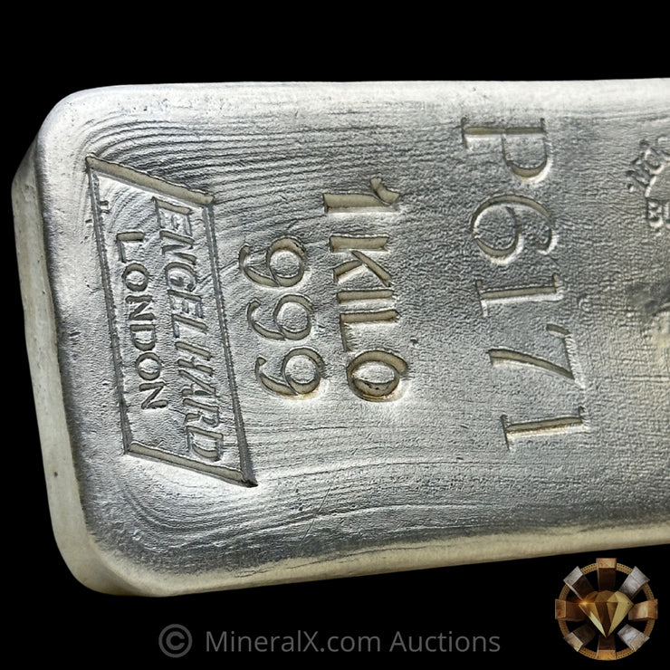 Kilo Engelhard London Vintage Silver Bar With Mocatta & Goldsmid Counterstamp