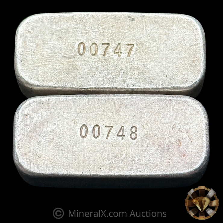 x2 5oz Silvertowne Vintage Silver Bar Lot With Sequential Low Serials