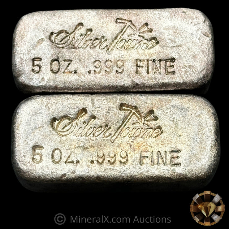 x2 5oz Silvertowne Vintage Silver Bar Lot With Low Serials