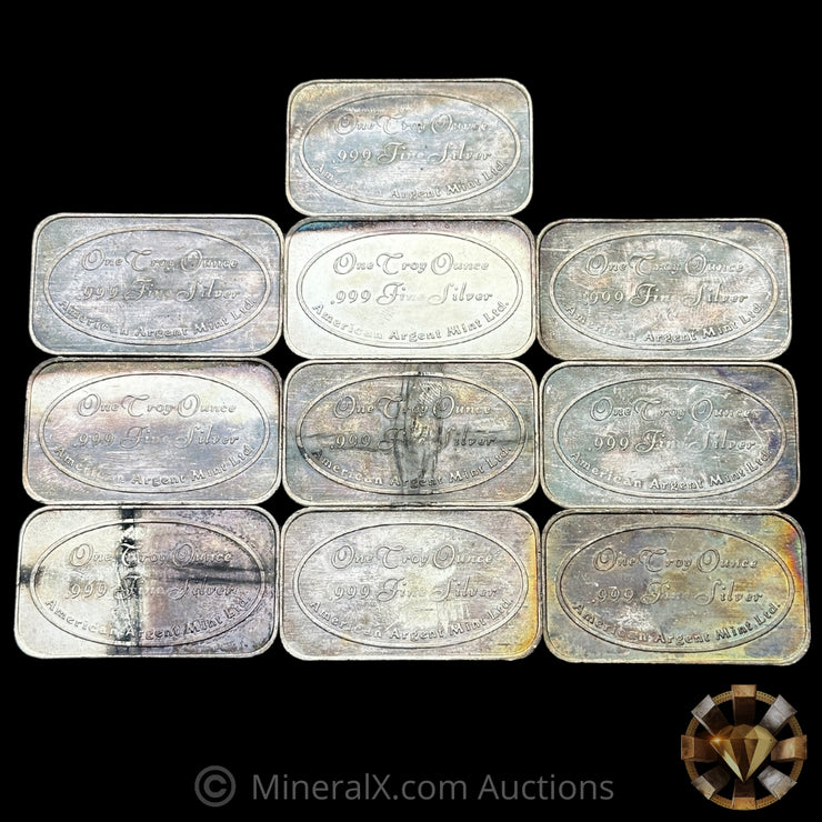 x10 1oz Misc Vintage Silver Bar Lot