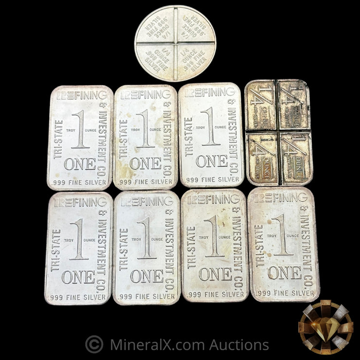 x9 1oz Misc Vintage Silver Bar & Coin Lot