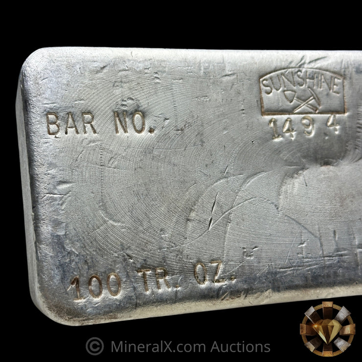 1984 100oz Sunshine Mining Vintage Silver Bar