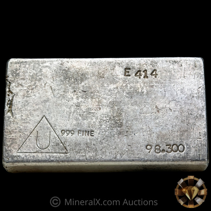 98.300oz Delta Smelting & Refining E Prefix Vintage Silver Bar