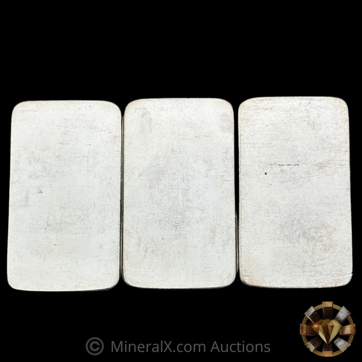 x3 1oz Sharps Pixley & Co London Bullion Brokers No Serial Variety Vintage Silver Bar Lot