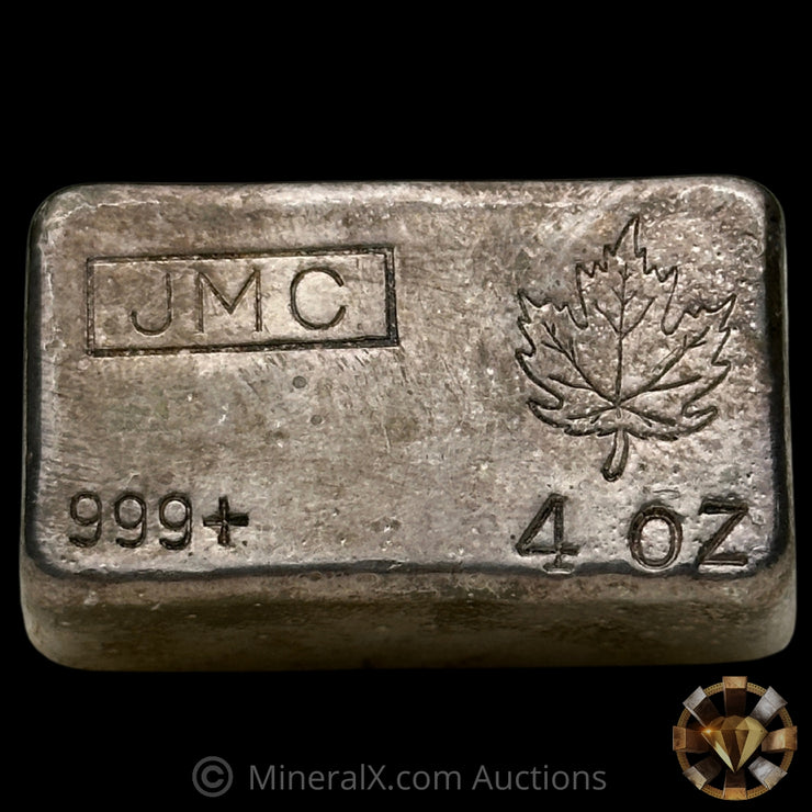 4oz JMC Johnson Matthey Maple Leaf Vintage Silver Bar