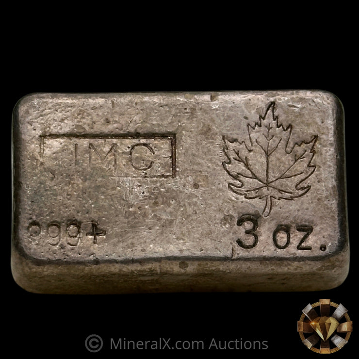 3oz JMC Johnson Matthey Maple Leaf Vintage Silver Bar