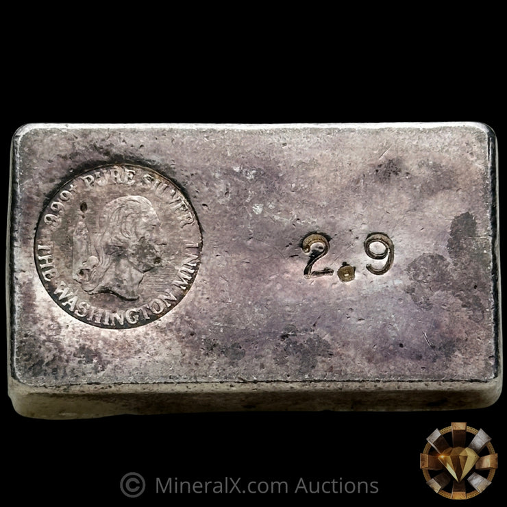 2.9oz The Washington Mint Vintage Silver Bar In Rare Odd Weight Class