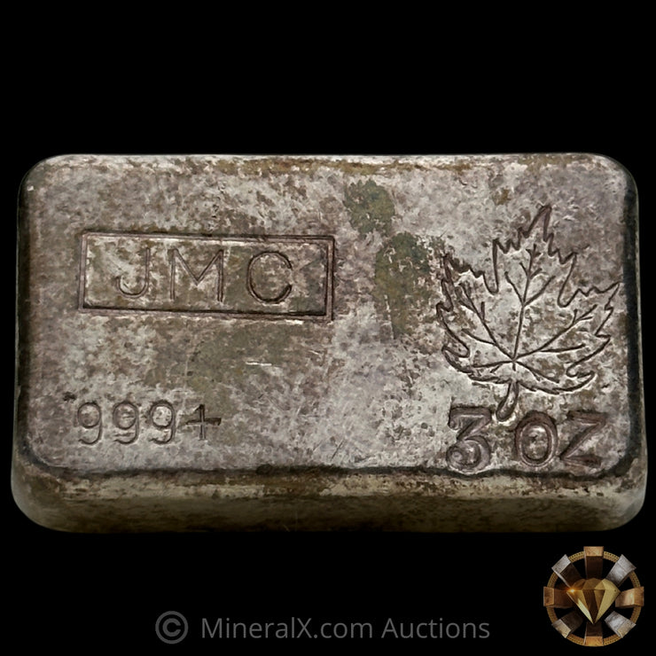 3oz JMC Johnson Matthey Maple Leaf Vintage Silver Bar