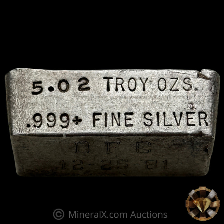 5.02oz Unknown Maker "DFC" Vintage Silver Bar