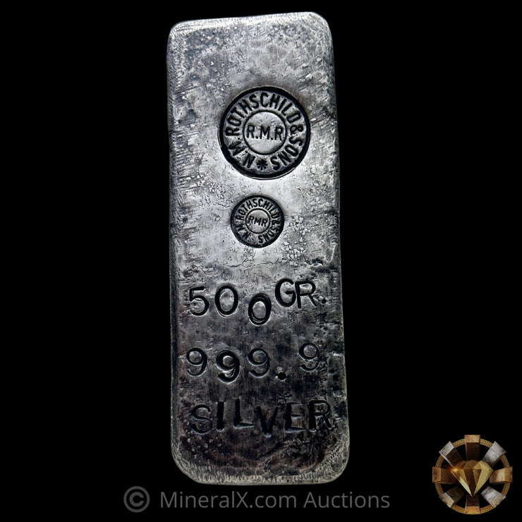 500g N.M. Rothschild & Sons RMR Vintage Silver Bar