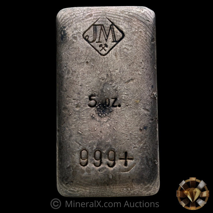 5oz JM Johnson Matthey Flat Mold Variety Vintage Silver Bar