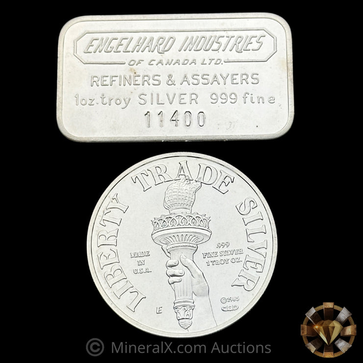 x2 1oz Engelhard Silver Bar & Coin Lot
