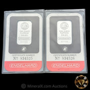 x2 1oz Engelhard E Logo Platinum Bars In Original Seals With Sequential Serial Numbers