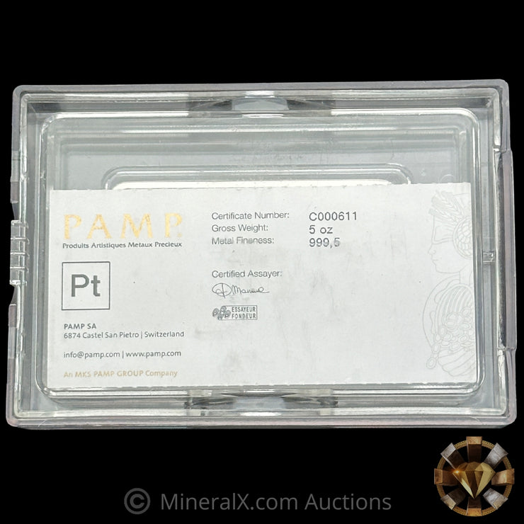 5oz PAMP Fortuna Platinum Bar with Original Numbers-Matching Assay Box