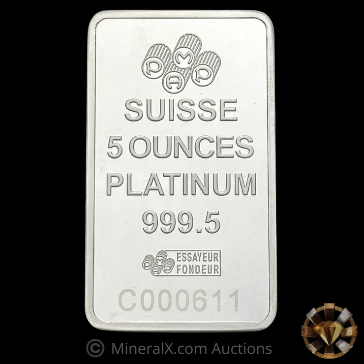 5oz PAMP Fortuna Platinum Bar with Original Numbers-Matching Assay Box