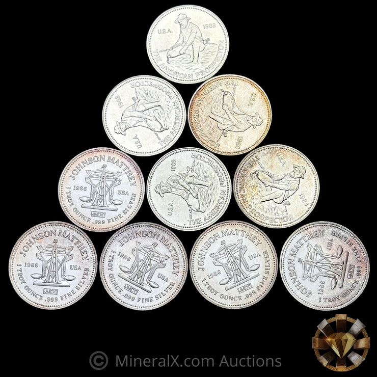 x10 1oz Misc Vintage Silver Coin Lot