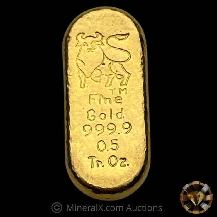 1/2oz Merrill Lynch Bull Made By Handy Harman Vintage Gold Bar