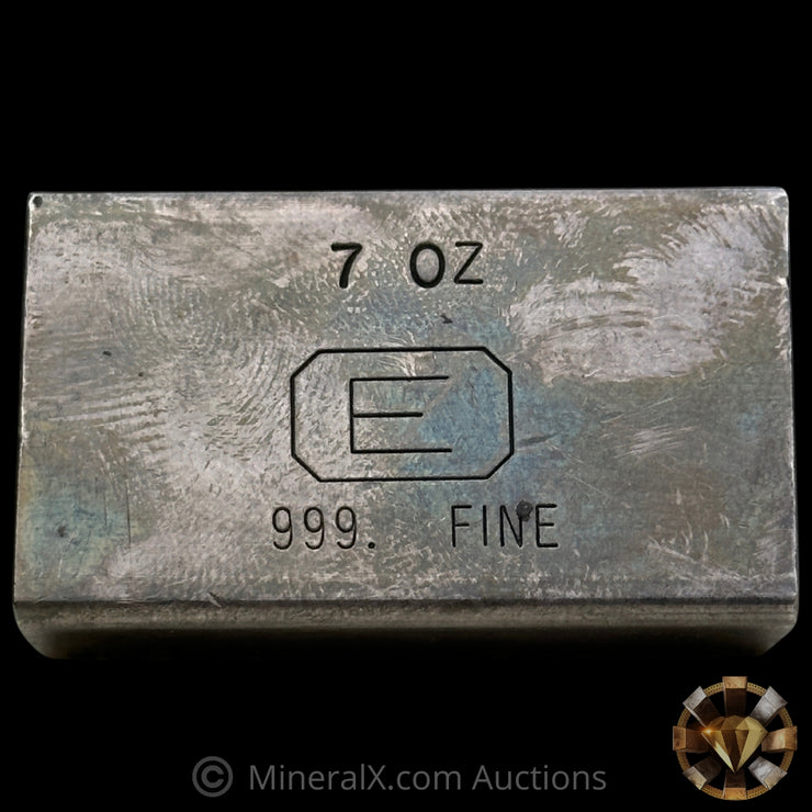 7oz Engelhard E Logo Industrial Extruded Vintage Silver Bar With Low Serial