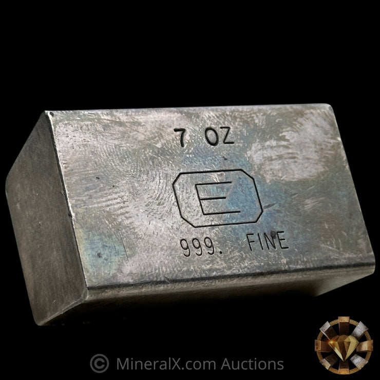 7oz Engelhard E Logo Industrial Extruded Vintage Silver Bar With Low Serial