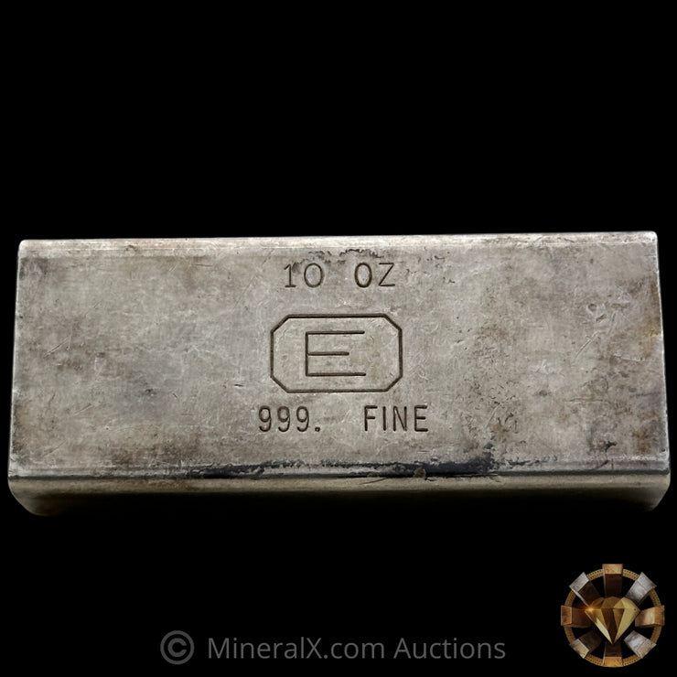 10oz Engelhard Rare Center Stamp E Logo "PIM" Variety Industrial Extruded Vintage Silver Bar With Low Serial