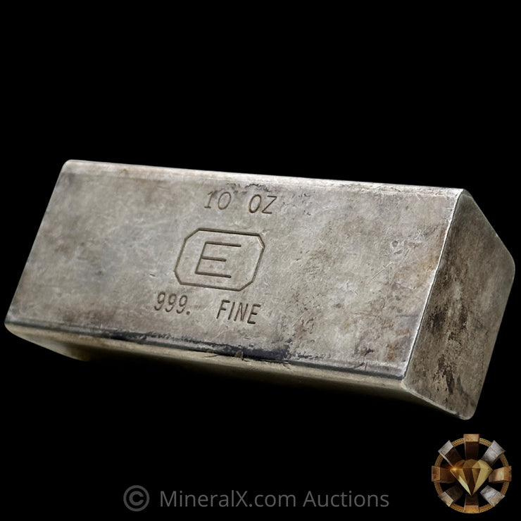 10oz Engelhard Rare Center Stamp E Logo "PIM" Variety Industrial Extruded Vintage Silver Bar With Low Serial