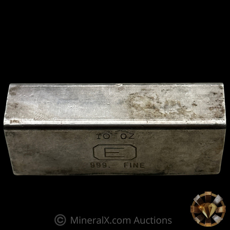 10oz Engelhard Rare Center Stamp E Logo "PIM" Variety Industrial Extruded Vintage Silver Bar With Low Serial