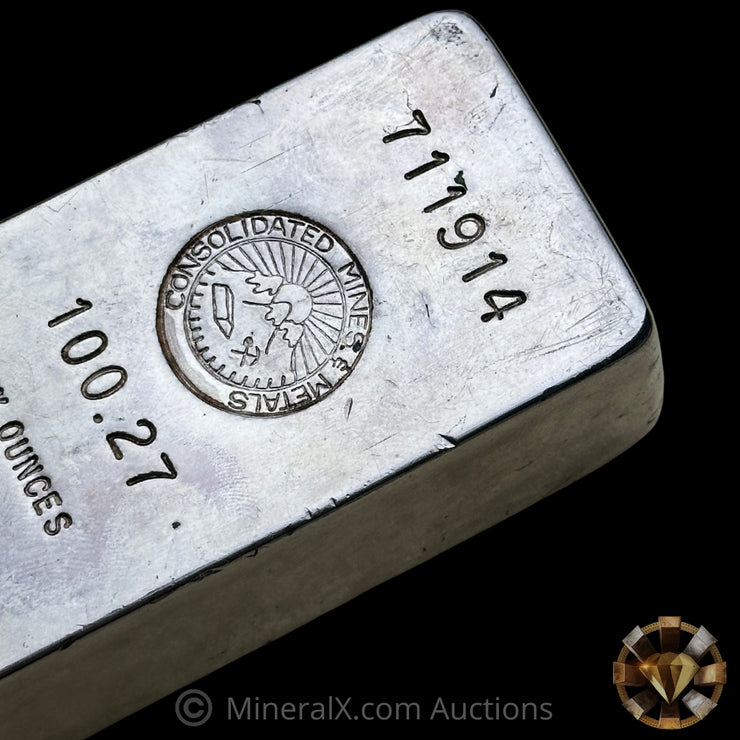 100.27oz Consolidated Mines & Metals Vintage Silver Bar