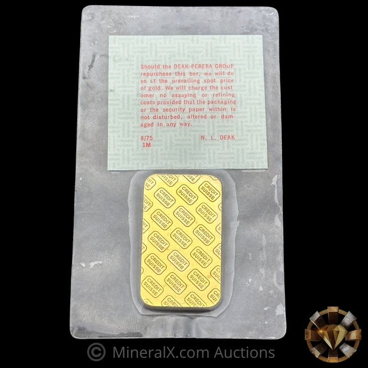 1oz Deak Perera Group Sealed Assay Credit Suisse Vintage Gold Bar